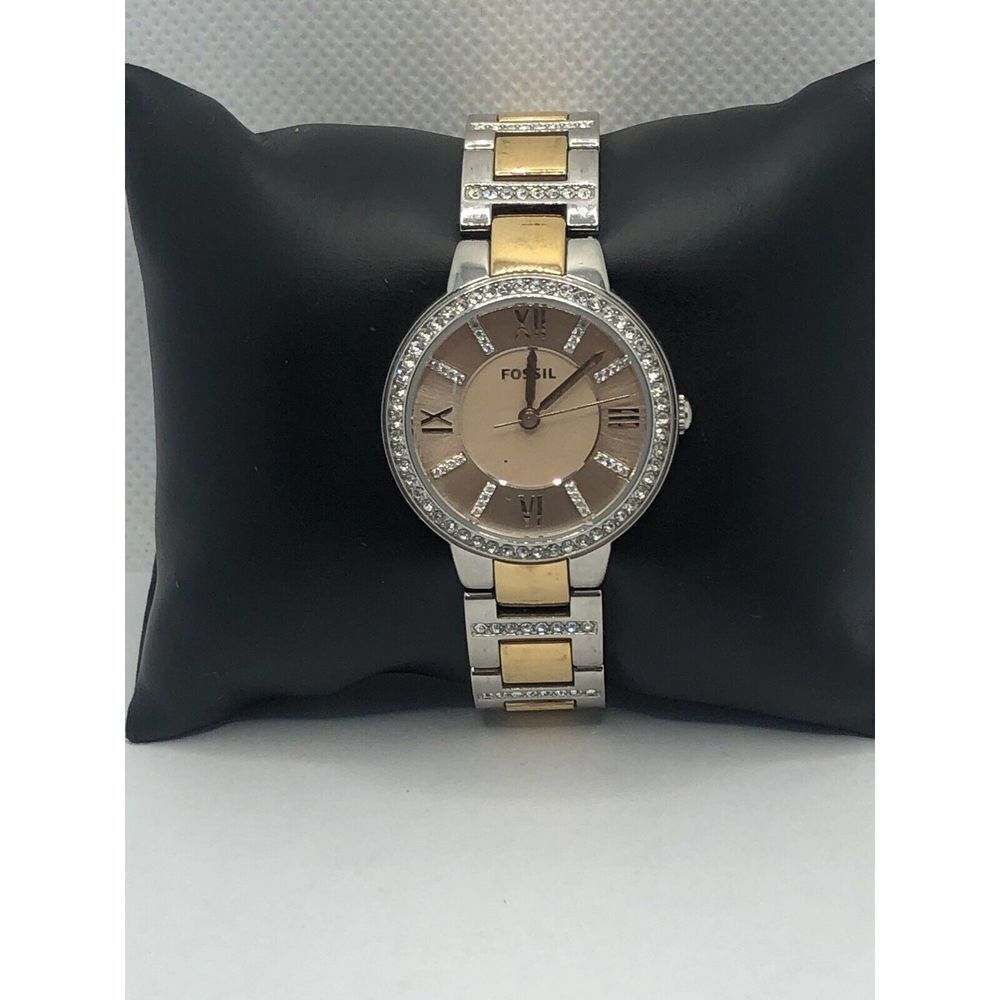 Fossil AM3405 Women Two Tone Stainless Steel Analog Dial Quartz Wrist Watch PQ76